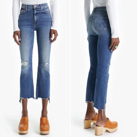 MOTHER Insider Crop Step Chew Jeans 28 6 distressed cropped frayed bootcut boot - Picture 1 of 16